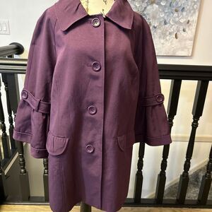 Ulla Popken Womens Plum 3/4‎ Sleeve Jacket Size 12/14 Super Fun
